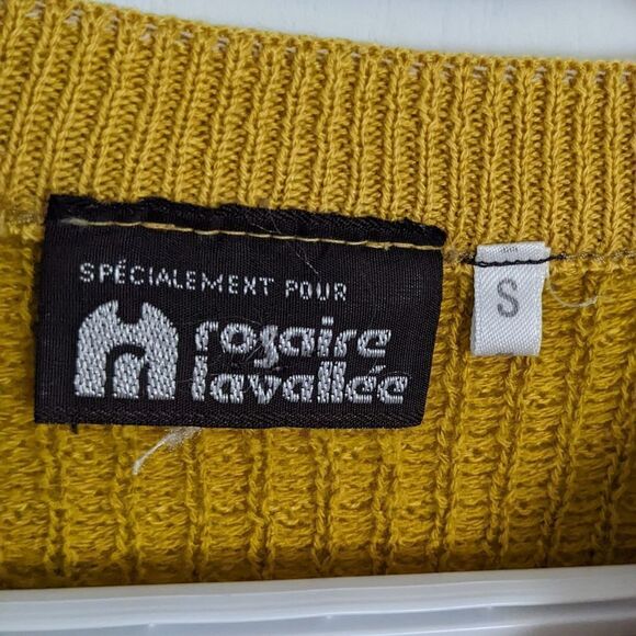 VINTAGE mustard yellow cotton blend oversized crew neck sweater ananace Small F1 - Picture 3 of 9